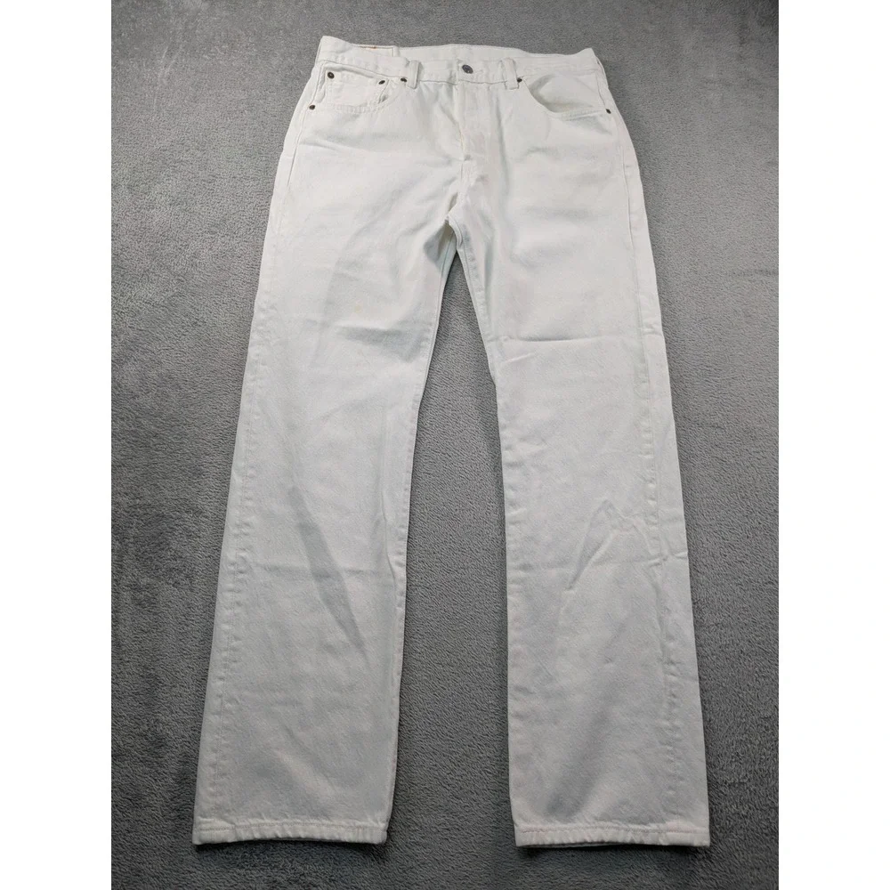Levis 501 Original Fit White Denim Jeans Mens 33x32 Button Fly Straight Leg